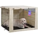HiCaptain 42-Inch Dog Crate Cover with Mesh, Waterproof Kennel Cover, Beige