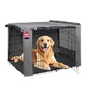 HiCaptain 42-Inch Dog Crate Cover with Mesh, Waterproof Kennel Cover, Grey