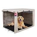 HiCaptain 48-Inch Dog Crate Cover with Mesh, Waterproof Kennel Cover, Beige