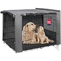 HiCaptain 48-Inch Dog Crate Cover with Mesh, Waterproof Kennel Cover, Grey