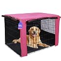 HiCaptain 48-Inch Dog Crate Cover with Mesh, Waterproof Kennel Cover, Pink