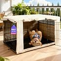 HiCaptain 54-Inch Dog Crate Cover with Mesh, Waterproof Kennel Cover, Beige