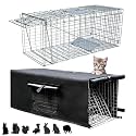 HiCaptain Live Animal Trap Cage with Cover 32-Inch Folding Trap for Cats