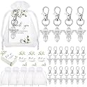 Hicarer 120 Set Funeral Favors Angel Keychains Organza Bags, White