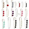 Hicarer 18 Pcs Pearl Safety Pin Brooches for Women Clothing Bright Style