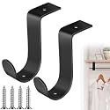 Hicarer 2 Pcs Closet Rod Brackets Metal Black 1.38 Inch