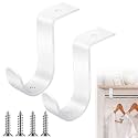 Hicarer 2 Pcs Closet Rod Brackets Metal White 1.5 Inch