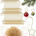 Hicarer 200 Pcs Christmas Ornament Hooks,2" Star Shaped Gold for Xmas Tree