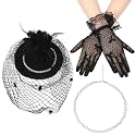 Hicarer 3 Pcs Fascinator Hat Set with Veil for Women