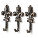 Hicarer 3 Pcs Fleur De Lis Wall Hooks Cast Iron Hangers for Bathroom