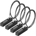 Hicarer 4 Pcs 23-3/5 Inch Length Cable Locks with Combination 4 Digit Resettable Security Lock for Bikes Lockers Bicycle Wardrobes File Cabinets Gate Fences Anti Theft Locks, 3/16" Diameter