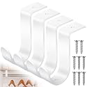 Hicarer 4 Pcs Closet Rod Bracket 1.38 Inch Metal, White