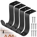 Hicarer 4 Pcs Closet Rod Bracket 1.38 Inch Metal, Black