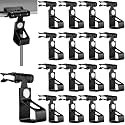Hicarer 50 Pcs Hammer-on Beam Clamp with 1/4-inch Threaded Rod Hanger, Steel Flange Clamp for 1/8" to 1/4" Flange Thickness, Black Electrophoresis Finish for Conduit and Wire Suspension