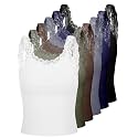 Hicarer 6 Pieces Lace Camisole Tank Tops Lace Trim Camisole Straps Womens Cami Undershirt Ribbed Tank Tops for Women