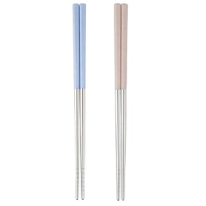 hichaki 2 pairs chopsticks with silicon covers  lightweight  reusable  silicon  stainless steel  dishwasher safe- color may be vary