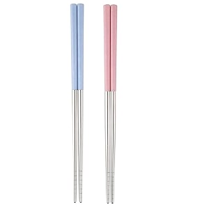 hichaki 2 pairs chopsticks with silicon covers  lightweight  reusable  silicon  stainless steel  dishwasher safe- color may be vary