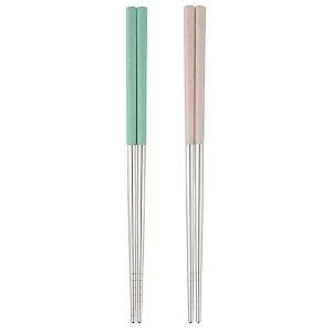 hichaki 2 pairs chopsticks with silicon covers  lightweight  reusable  silicon  stainless steel  dishwasher safe- color may be vary