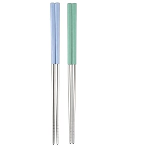 hichaki 2 pairs chopsticks with silicon covers  lightweight  reusable  silicon  stainless steel  dishwasher safe- color may be vary