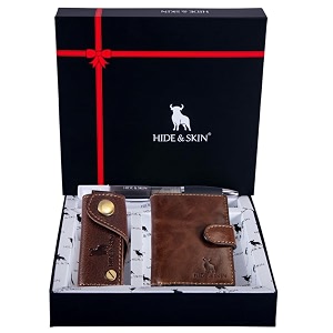 hide amp skin metal logo genuine leather wallet with detachable card case