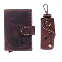 HIDE &amp; SKIN Rust Brown Genuine Leather Unisex RFID Card Holder TAMPLA
