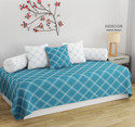 HIDECOR Cotton Geometric Diwan Set (Blue)