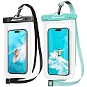 Hiearcool Waterproof Phone Pouch, Waterproof Phone Case, Clear&amp;Mint 2-Pack