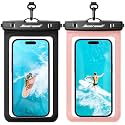 Hiearcool Waterproof Phone Pouch, Waterproof Phone Case, Black&amp;Peach Pink