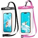 Hiearcool Waterproof Phone Pouch, Waterproof Phone Case, Pink&amp;Black 2-Pack