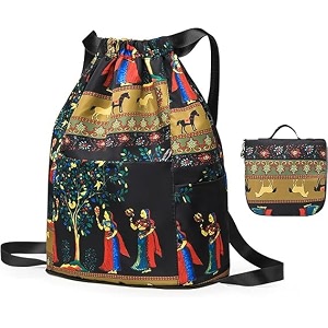 HIFEER Packable Travel Drawstring Backpack with Pockets