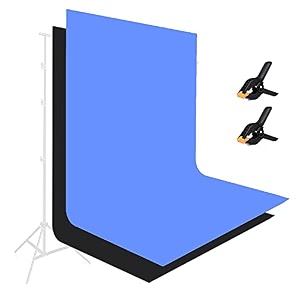 hiffin 8x12 ft blue amp black screen photography backdrop background with 2 pcs clip blue amp black chromakey panel for photo backdrop video studio muslin background screen for photo video studio