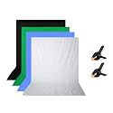 HIFFIN 8x12 ft Blue|White|Green|Black Screen, Photography Backdrop Background with 2 Clip, Grey &amp; Blue Chromakey Panel for Photo Backdrop Video Studio, Muslin Background Screen