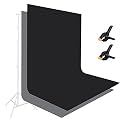 HIFFIN 8x12 ft Grey &amp; Black Screen, Photography Backdrop Background with 2 Pcs Clip, Grey &amp; Black Chromakey Panel for Photo Backdrop Video Studio, Muslin Background Screen for Photo Video Studio