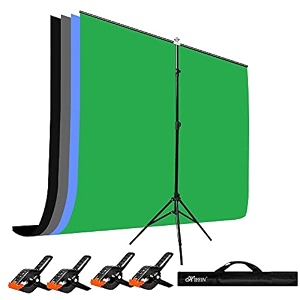 hiffin blackbluegreengray screen backdrop 6x10 ft with stand -6x9ft photography backdrop with 1pc 65ft t-shape backdrop stands 4pcs spring clamps 1pcs carry bag
