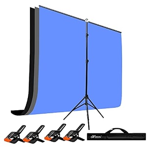 hiffin blackbluegrey screen backdrop 6x10 ft with stand -6x9ft photography backdrop with 1pc 65ft t t shape kit curtain 3 t kit clip-4 c3 blackbluegrey
