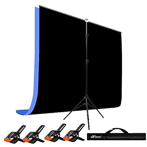 hiffin blackblue screen backdrop 6x10 ft with stand -6x9ft photography backdrop with 1pc 65ft t-shape backdrop stands 4pcs spring clamps 1pcs t shape kit curtain 2 t kit clip-4 c2 blueblack