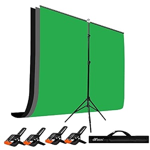hiffin blackgreengray screen backdrop 6x10 ft with stand -6x9ft photography backdrop with 1pc 65ft t t shape kit curtain 3 t kit clip-4 c3 blackgreengray