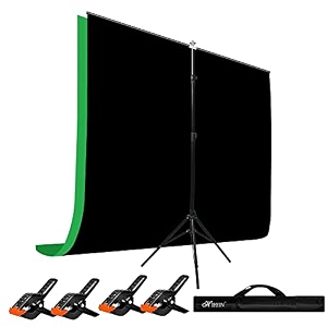 hiffin blackgreen screen backdrop 6x10 ft with stand -6x9ft photography backdrop with 1pc 65ft t-shape backdrop stands 4pcs spring clamps 1pcs t shape kit curtain 2 t kit clip-4 c2 greenblack