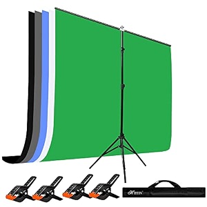 hiffin blackwhitegreenbluegray screen backdrop 6x10 ft with stand -6x9ft photography backdrop with 1pc 65ft t-shape backdrop stands 4pcs spring clamps 1pcs carry bag