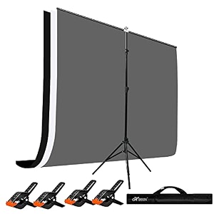 hiffin blackwhitegrey screen backdrop 6x10 ft with stand -6x9ft photography backdrop with 1pc 65ft t t shape kit curtain 3 t kit clip-4 c3 blackwhitegrey