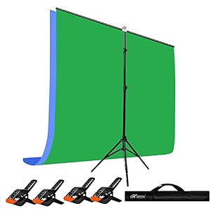 hiffin bluegreen screen backdrop 6x10 ft with stand -6x9ft photography backdrop with 1pc 65ft t-shape backdrop stands 4pcs spring clamps 1pcs t shape kit curtain 2 t kit clip-4 c2 greenblue