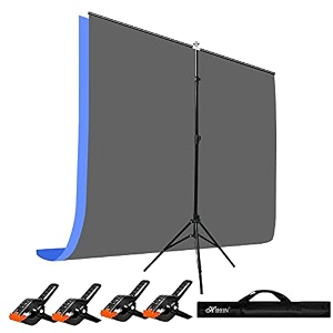 hiffin bluegrey screen backdrop 6x10 ft with stand -6x9ft photography backdrop with 1pc 65ft t-shape backdrop stands 4pcs spring clamps 1pcs t shape kit curtain 2 t kit clip-4 c2 grayblue