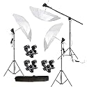 HIFFIN E27 3 Point Studio Double Holder Kit Umbrella White + Studio Light Stand 9 FT KIT Mark III WOB | 3 Double Holder | 3 Light Stand 9ft | 3 Umbrella | 1 Boom