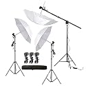 Hiffin 3 Point Studio Single Holder Kit | 3 Light Stand 9ft | 3 Umbrella (White) | 3 Single Holder | 3 Light Stand 9ft | 3 Umbrella | Boom Stand | Bag For Kit