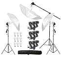 HIFFIN E27 3 Point Studio Triple Holder Kit Umbrella White + Studio Light Stand 9 FT Bulb Holder KIT Mark III | 3 Triple Holder | 3 Light Stand 9ft | 3 Umbrella | 9 20 W LED Bulb | 1 Boom | 1 Bag