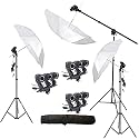 Hiffin E27 3-Point Studio Triple Holder Kit Umbrella White + Studio Light Stand 9 FT Holder Kit Mark III WOB | 3 Triple Holders | 3 Light Stands 9ft | 3 Umbrellas | 1 Boom Stand | 1 Bag (SS-KIT)