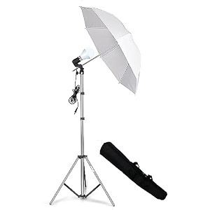 hiffin e27 studio double holder kit umbrella white  studio light stand 9 ft umbrella and double holder kit mark i wob 1 x double holder  1 x light stand 9 feet  1 x umbrella  1 x bag