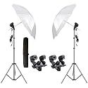 HIFFIN E27 Studio Double Holder KIT Umbrella White + Studio Light Stand 9 FT+ Umbrella and Double Holder KIT Set of 2 (2 x Double Holder | 2 x Light Stand 9 feet | 2 x Umbrella | 1 x Bag)
