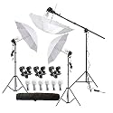 HIFFIN E27 3 Point Studio Double Holder Kit Umbrella White + Studio Light Stand 9 FT Bulb Holder KIT Mark III | 3 Double | 3 Light Stand 9ft | 3 Umbrella | 6 20 W LED Bulb | 1 Boom