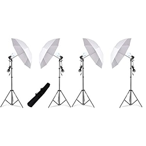hiffin studio single holder kit - white umbrella  9ft light stand 4 single holder 4 umbrella 4 20wt led bulb